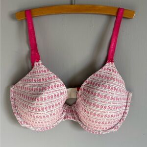 Victoria's Secret White and Pink Logo Bra